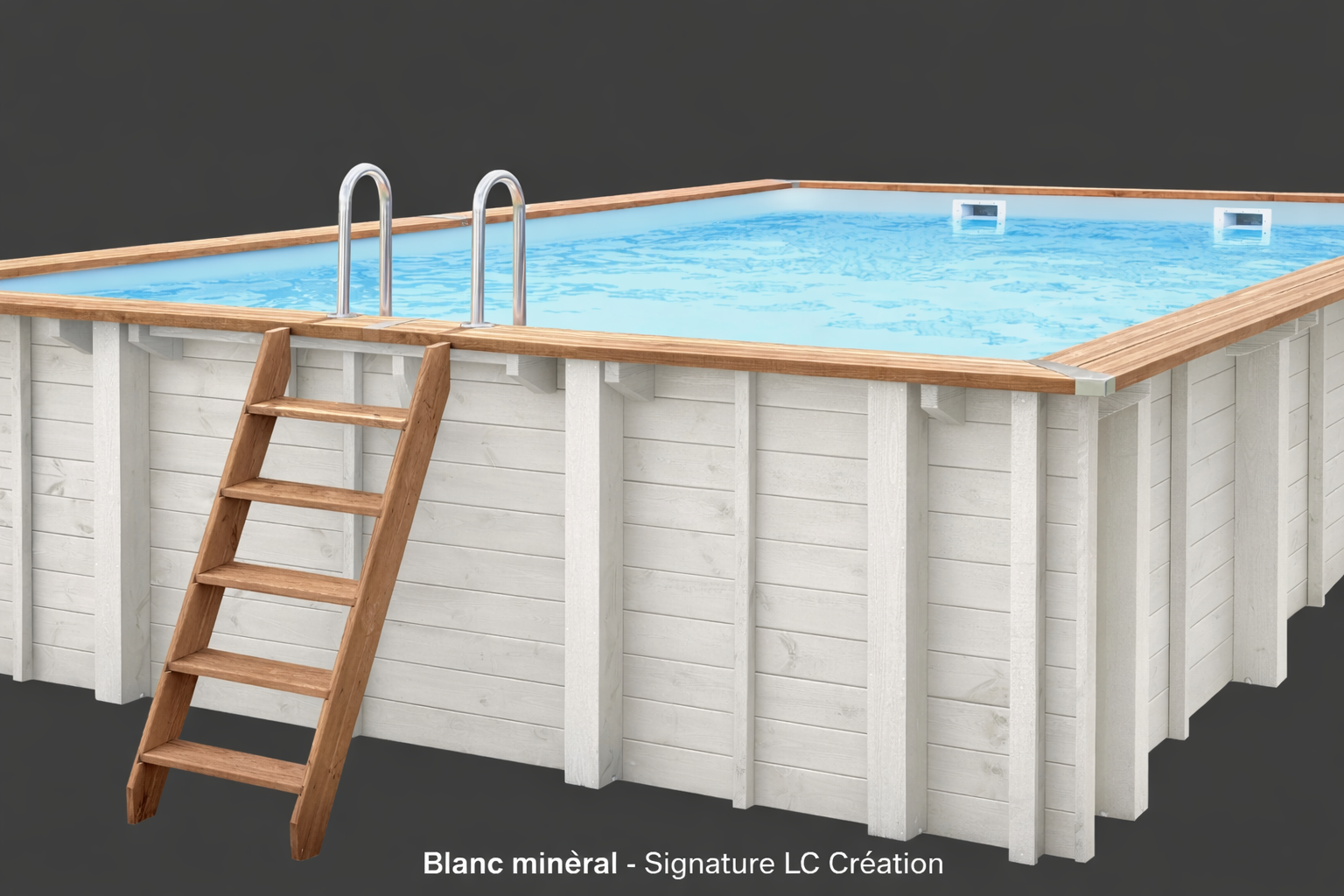 Piscine bois Luxe — Blanc minéral Signature
