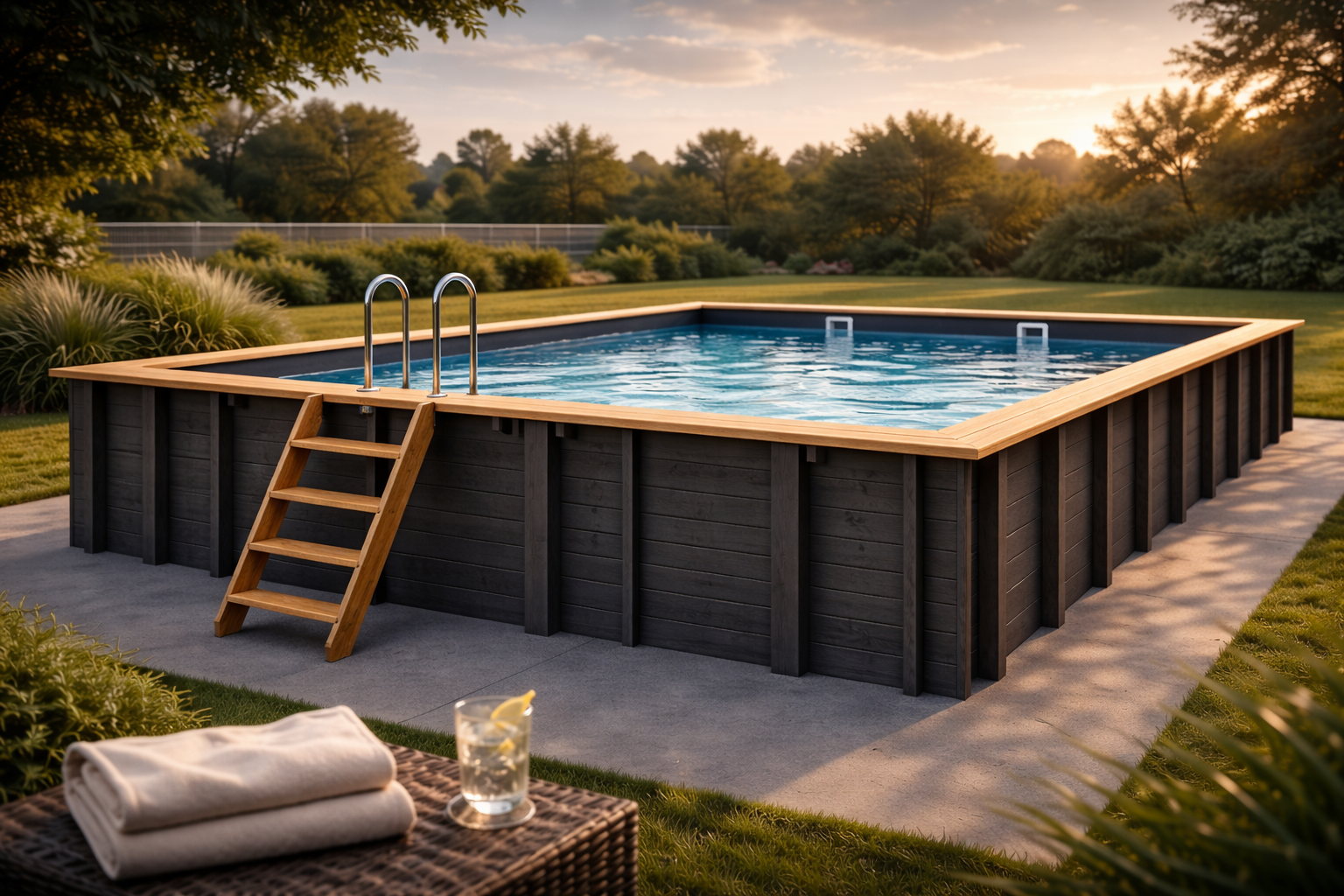 Piscine bois – Blanc minéral Signature LC Création